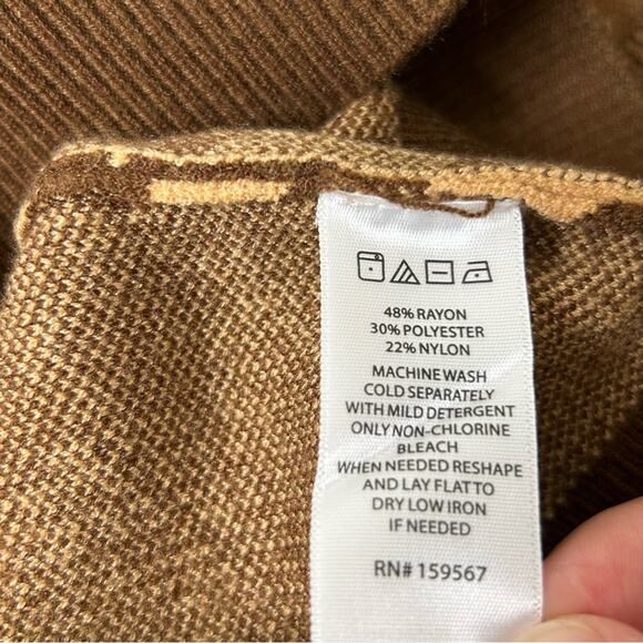 Willow & Wind Womens Sweater Vest Brown Tan Checkered Sleeveless Knit Top - Picture 3 of 4